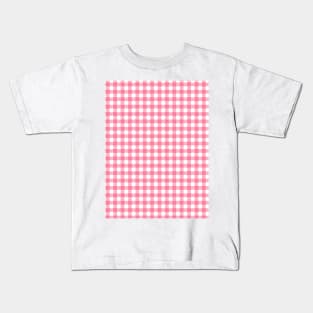 Pink White Checkered Kids T-Shirt